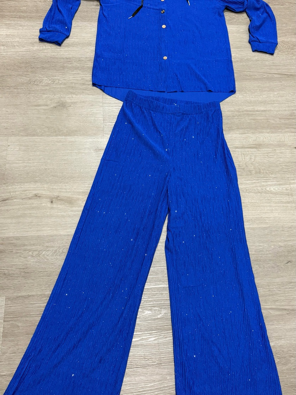 Wide-Leg Sparkle Pants in Cobalt Blue